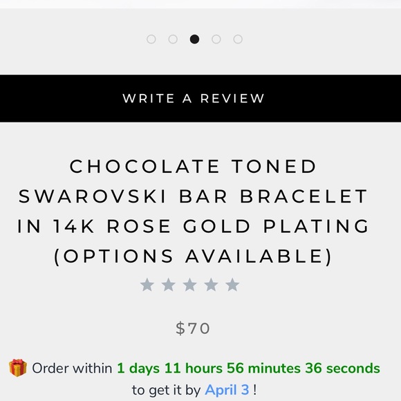 CHOCOLATE SWAROVSKI BAR BRACELET 14K GOLD PLATING - Picture 5 of 5